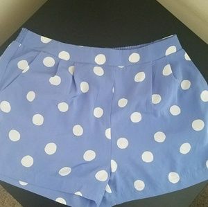 FOREVER 21 blue and white polka dot shorts